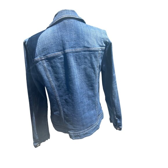 J. Crew Womens Lg Blue Cotton Denim Jacket Button Up Classic Trucker Medium Wash - Picture 6 of 9